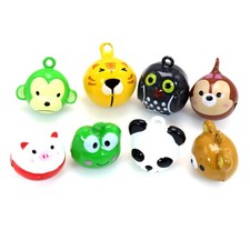 10 Pcs Cute Animal Head Jingle Bells Charms Dog Cat Pet Pendants Brass Base