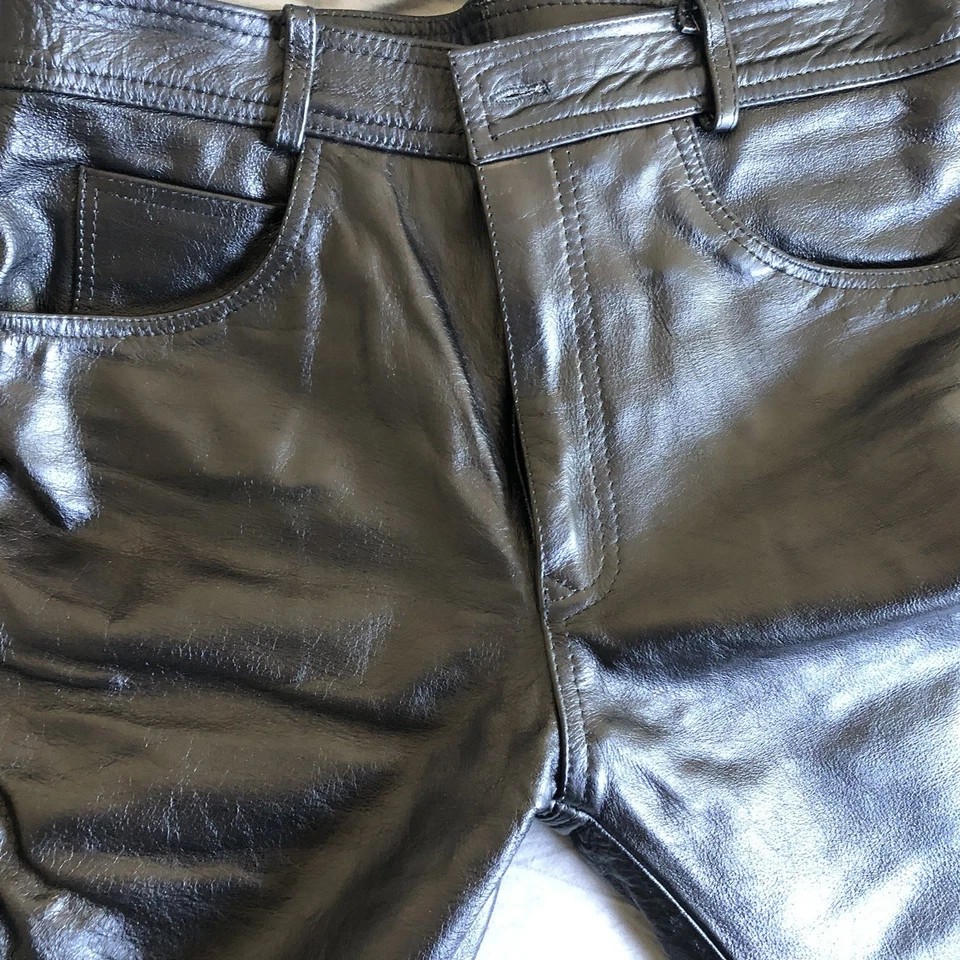 Excellen Pantalones de Cuero Negro Talla 36 Regular Nunca Usados. Sin dobladillo Foto 3 de 4