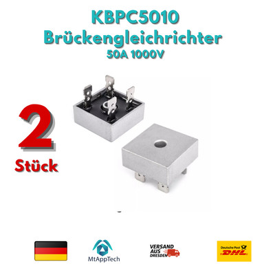 2 Stück - KBPC5010 50A 1000V Metal Case Single Phases Diode Bridge Rectifier