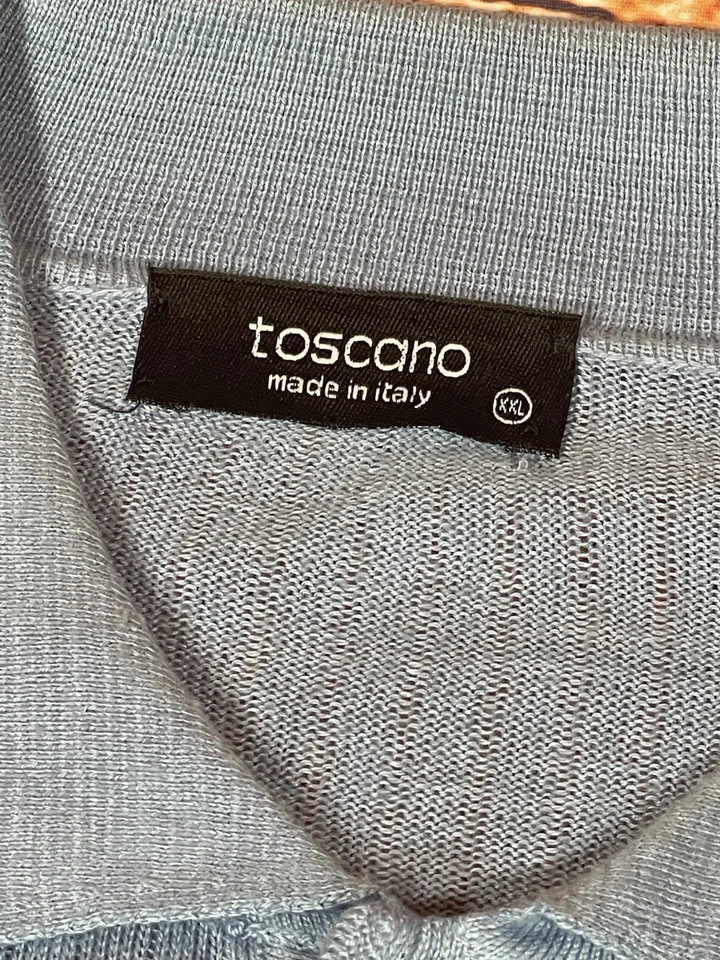 Polo XXL de manga corta para hombre TOSCANO azul bebé mezcla de algodón Italia vintage Foto 4 de 4