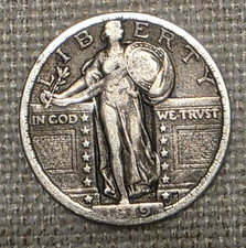 1919 Standing Liberty Silver Quarter Philadelphia Mint (*AU*) American coin, US 