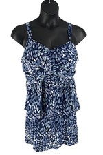 Denim  Co. Beach Twist Front Tankini with Skirt Navy Paint