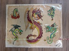 Original 1980's Vintage Shop Used Dragon Mike Tattoo Studio Flash Sheet