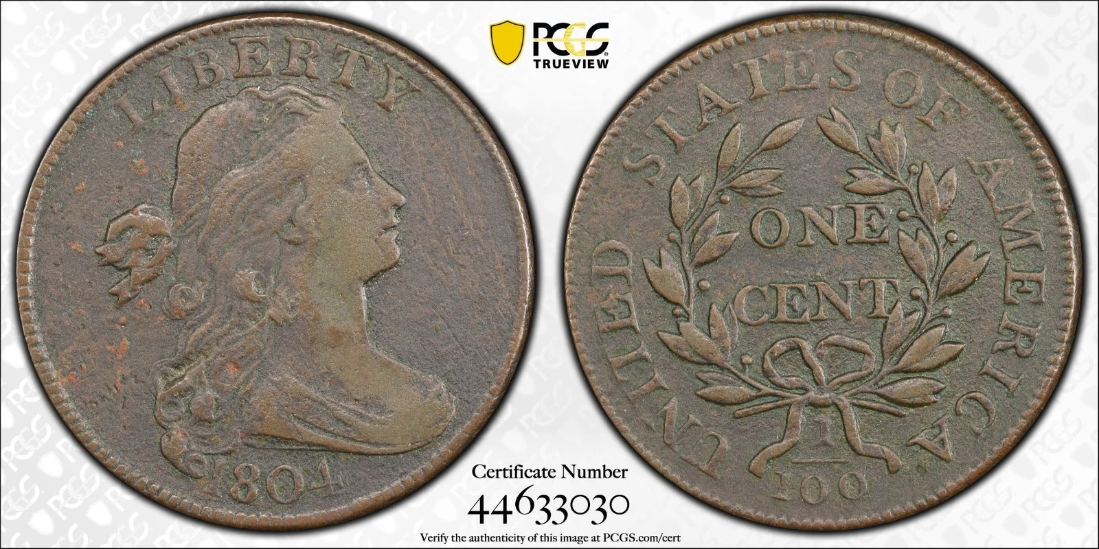 1804 S-266 Draped Bust Large Cent 1C PCGS VF Detail Repaired Strong Detail
