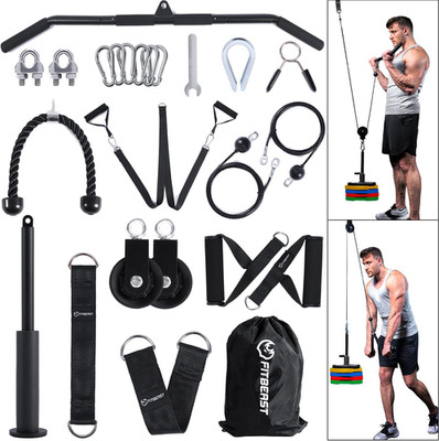 Fitbeast Pulley System Gym, Cable Weight Pulley System for Gym LAT Pulldown, Bic