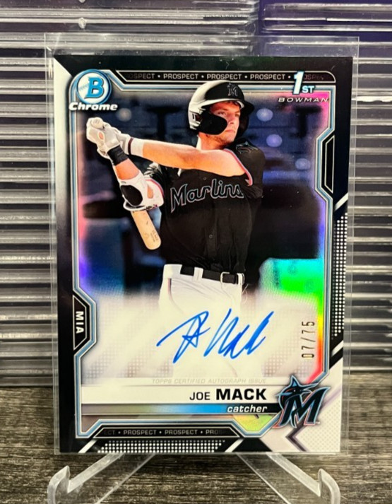 2021 Bowman Chrome Draft Joe Mack 1st Rookie Black Refractor Auto #d 07/75