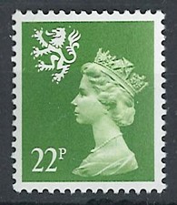 GB 1986 Scotland 22p green Type II perf 14 um