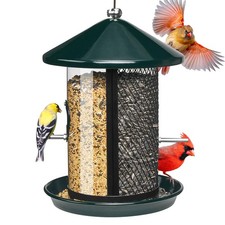 Kingsyard Metal Bird Feeder for Outdoor Hanging - Chew Proof Wild Green