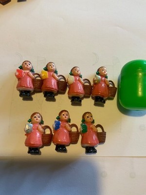 VINTAGE FIGURES Original 1970s Variant Hard Plastic Girl with Basket Letter White