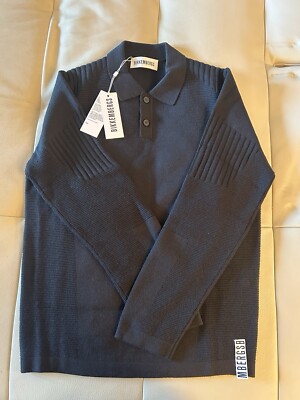 Bikkembergs Mens Polo heavyweight Sweater Black Size L RTL $380