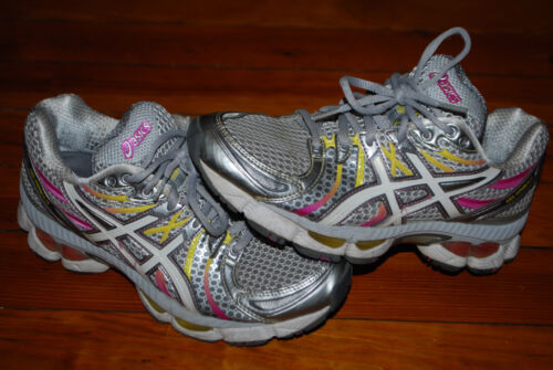 Women's Asics Gel Nimbus 13 Silver Yellow Pink Running Sneaker (7.5) - Photo 1 sur 5