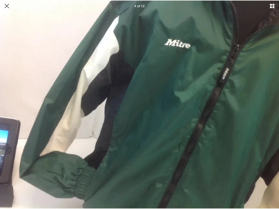 Chaqueta de Fútbol Mitre Grande Hombre Verde Blanco Cremallera Completa Nylon Excelente 6297 YGI Foto 4 de 4
