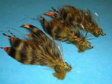 FLY FISHING FLIES - Olive WHITLOCK'S NEARNUFF CRAYFISH Streamers size #8 (3 pcs)