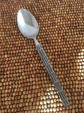 Orleans Silver Stainless AEGEAN Black Acc Textured Geometric PLACE SOUP SPOON