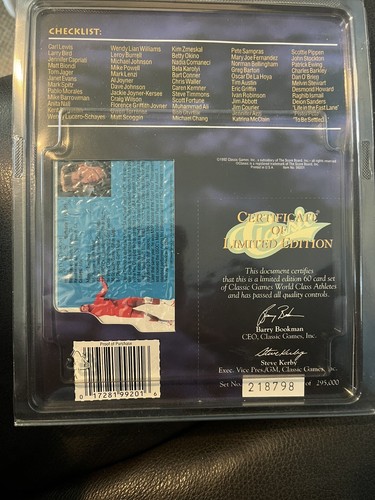 Classic World Class Athletes Card Set 1992 - Picture 2 of 2