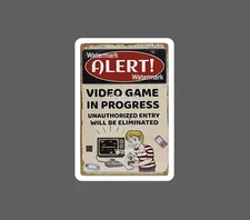 Alert Sticker Video Games In Progress Retro