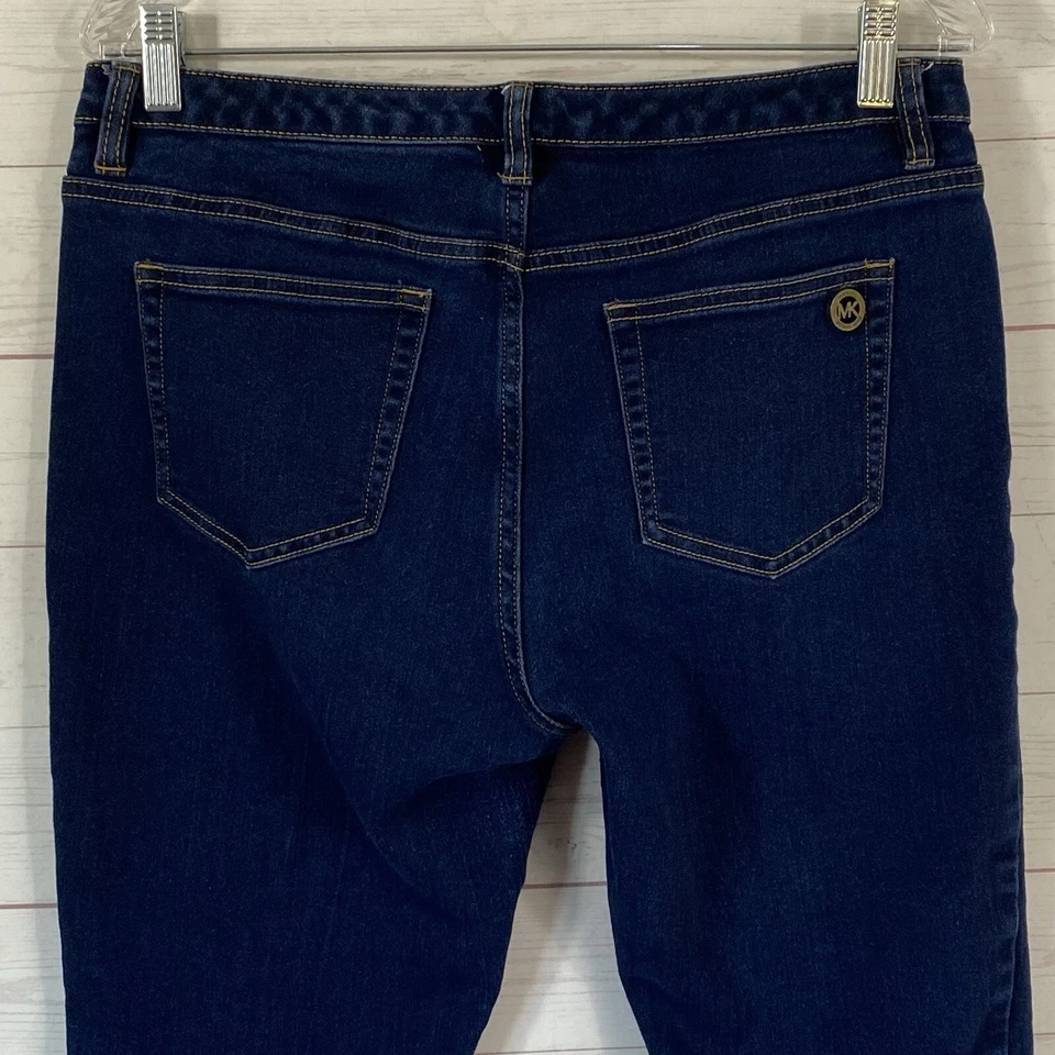 Michael Kors Womens Capri Skinny Jeans Sz 10 Blue Stretch Cotton Blend 32x21.5 - Image 4 of 4
