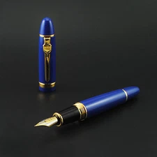 Promotion Jinhao 159 General Blue Fountain Pen Golden Clip 2 Nibs Medium Fine