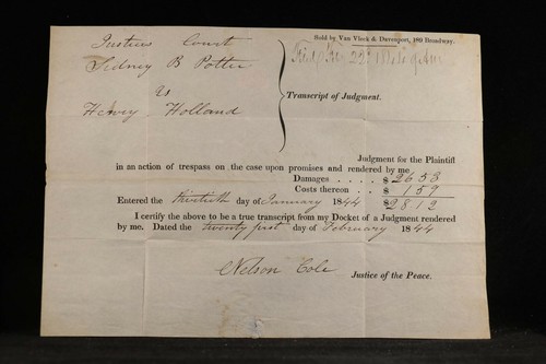 New York: Half Moon 1844 Stampless Cover, Legal Judgment, No Town CDS - Picture 3 of 3