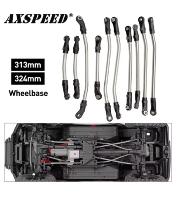 AXSPEED 10Pcs/Set Steering Rod Link Linkage 313mm/324mm For 1:10 TRX-4 RC Crawler Car
