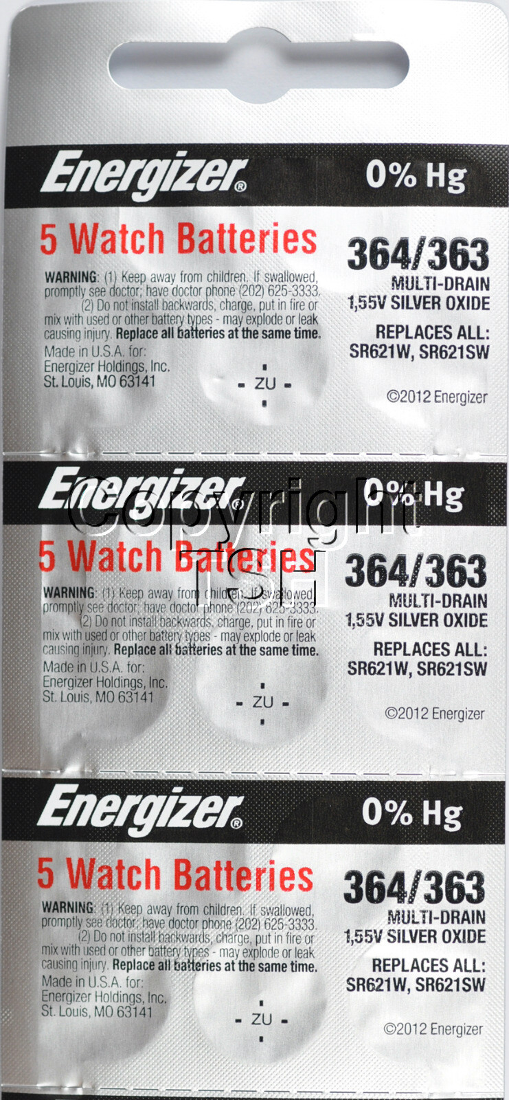 15 pcs 364 / 363 Energizer Watch Batteries SR621SW SR621 0 Hg eBay
