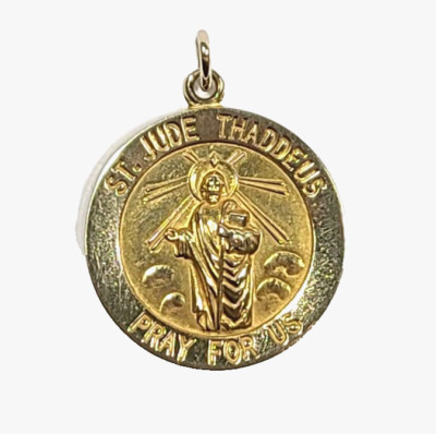 Vintage 14k Yellow Gold St. Jude Thaddeus Pray For Us Circle Charm | eBay
