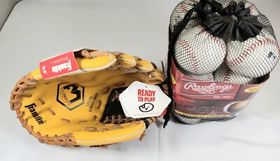 NWT Franklin CFS 12 Tan Black RTP Baseball Glove Fieldmasters & 12 Rawling Balls