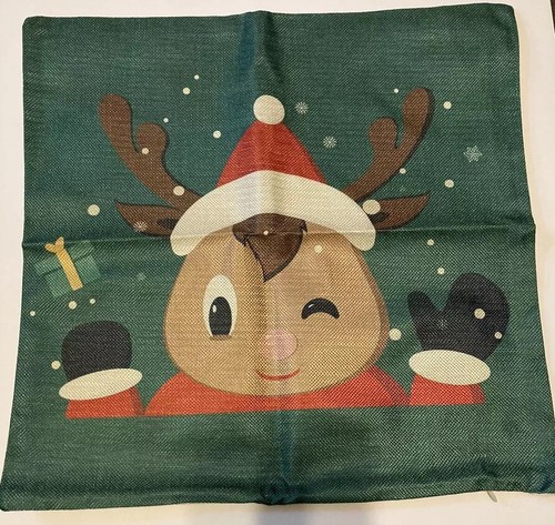 Christmas Throw Pillow Covers Set 2 18 x 18 Bright Colors - Picture 2 of 3