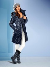 Tailored Fit Mid Length Quilted Jacket Style Coat With Removable Fur Lined Hood