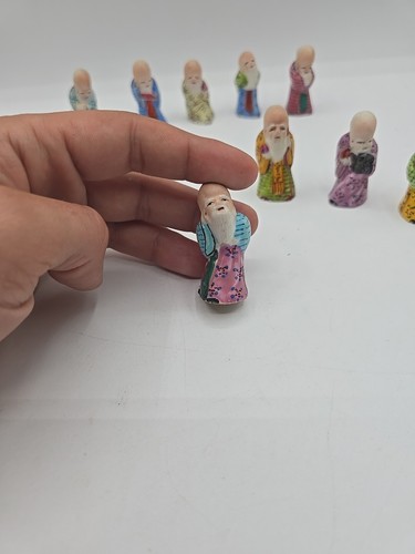 Vintage Chinese Famille Rose Miniature Porcelain Immortal Figurine ( Set Of 9) - Picture 12 of 19