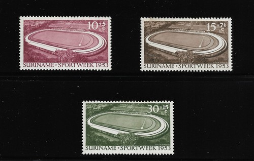 Surinam Scott B55-B57 VF/XF Semi-Postal Stamps Sportweek 1953 Paramaribo MH