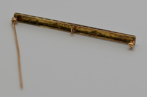 Vintage 14K Yellow & White Gold Enamel Bar Pin, Circa 1925 - 第 5/8 張圖片