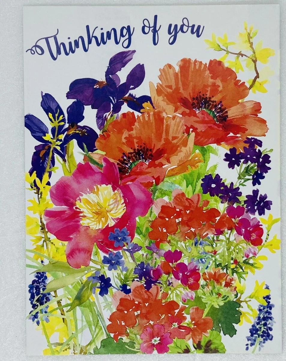Greeting Card Thinking Of You Floral Flowers Painting Art Gail Flores P1