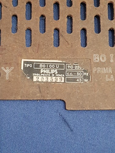 Pannello Posteriore Radio A Valvole Philips BO I 00 U Cadetto 2 Vintage - Foto 3 di 7