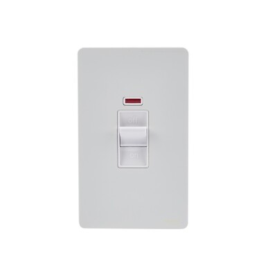 Schneider Electric GU4421WPW Ultimate Screwless Flat Plate 2G Neon Switch 50A DP
