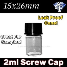 144 piezas [15 mm x 26 mm] Frascos de muestra de medio dram de 2 ml con tapones de rosca de cono ¡A prueba de fugas!