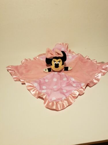 Disney Baby Minnie Mouse Lovey Pink Polka Dot Crinkle Ears Security Blanket F1