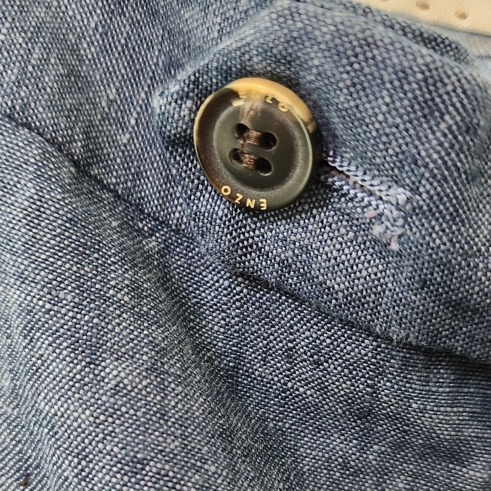 Enzo Tovare Blue Linen Pants Sz 34R - Image 3 of 4