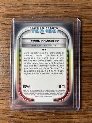 TOPPS MLBカード BOWMAN CHROME TOP 100 JASSON DOMINGUEZ #BTP-53 送料無料 中古 IT1 Topps TOPPS MLBカード BOWMAN CHROME TOP 100 JASSON DOMINGUEZ