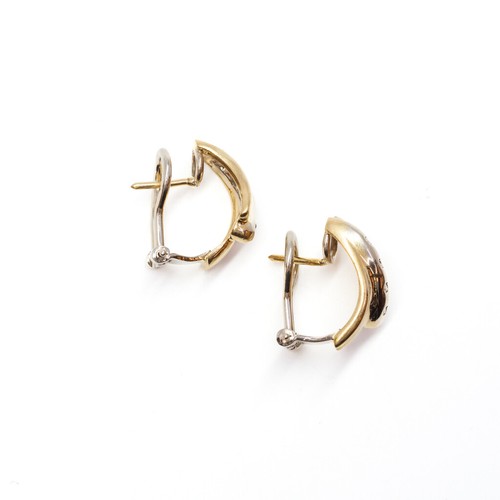 18ct Two Tone Gold Diamond Clip Earrings Italy #61806 - Picture 5 of 6