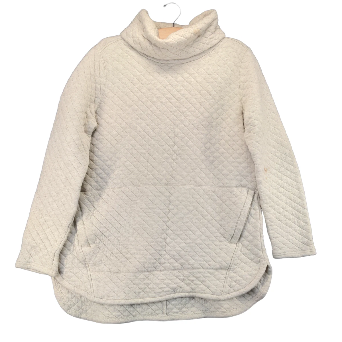 Duluth Trading Co Quilted Sweater Womens Large Cream Front Pockets