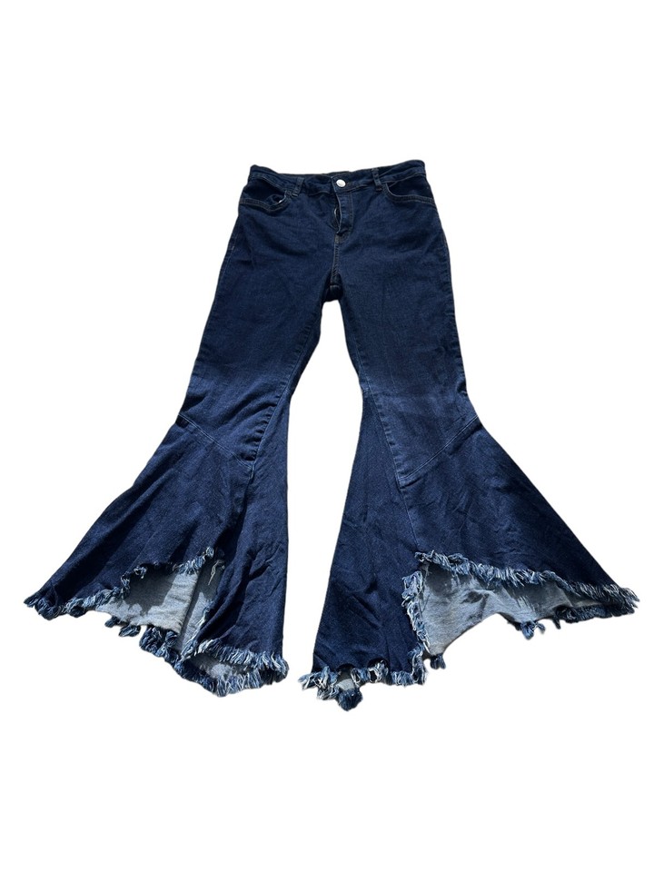 ZARA WOMAN Wide Cut FLARE Blue Jeans Women's Size M Good Condition