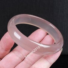 60MM Certified Natural Agate Chalcedony Pink Jade Bracelet Bangle