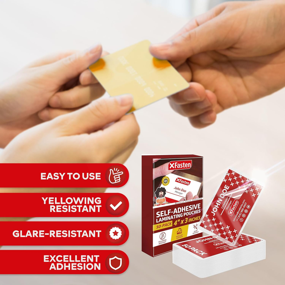 SelfSealing Laminating Pouches Business Card Size, 9.5 Mil and Hard