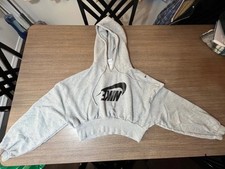 Nike Hoodie Womens MEDIUM Oversized Cropped French Terry BACKWARD LOGO Sweatshir