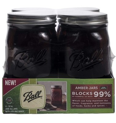 Wide Mouth Canning Jars, Quart, Amber, 4 Count,1440069046