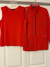 MISOOK Sz PS Red 2 Pc Shell/Tank Jacket Set