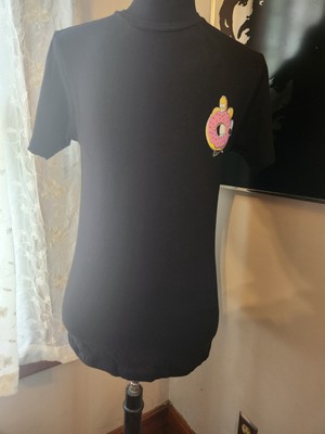 The Simpsons Homer Eating Donut Black Double Sided T Shirt Size Medium