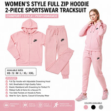 Women  s Style Full Zip Hoodie 2-Piece Sportswear Tracksuit