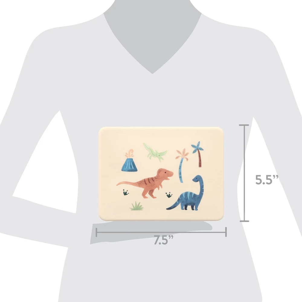 Mini Bento Box 3 Leak-Proof Compartments BPA Free Dino Warm Cream